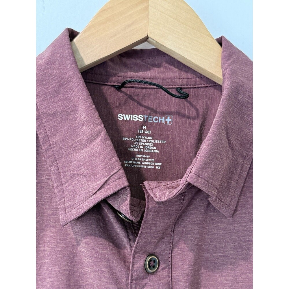 Swiss Tech Men's Medium Burgundy Casual Button Down‎ Shirt EUC Gorpcore Utility